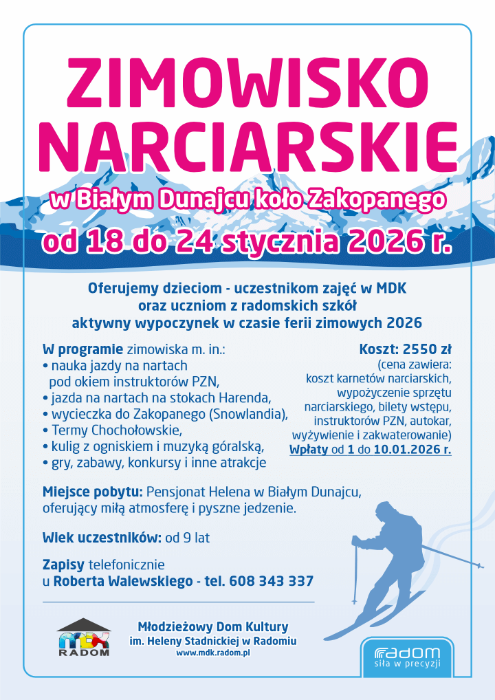 Plakat - Zimowisko narciarskie z MDK Radom